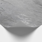 Gray Black Silver Grahite Marble Shiny Glam Cadeaupapier (Hoek)
