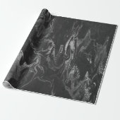 Gray Black Silver Marble Shiny Glam Cadeaupapier (Uitgerold)