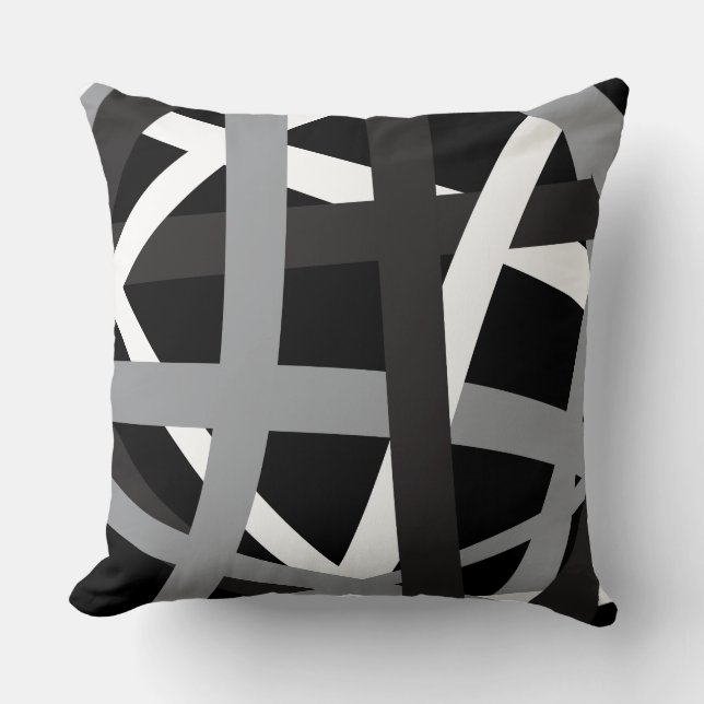 GRAY BLACK STRIPES DESIGN Retro Sierkussen (Voorkant)