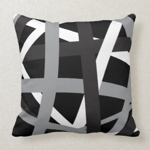 GRAY BLACK STRIPES DESIGN Retro Sierkussen
