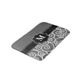 Gray Black Swirls Monogram Bathmat Badmat (Gekanteld)