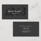 Gray Black White Monogram Manager Visitekaartje (Voorkant / Achterkant)