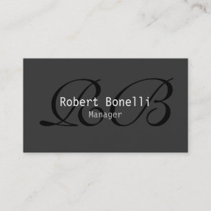 Gray Black White Monogram Manager Visitekaartje
