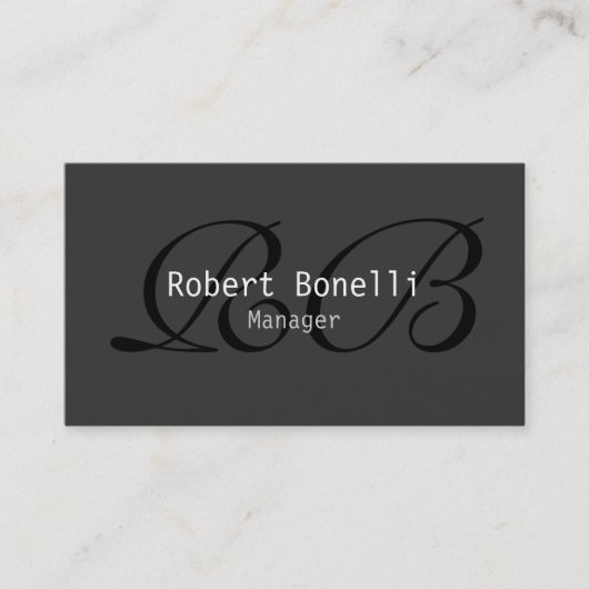 Gray Black White Monogram Manager Visitekaartje (Voorkant)