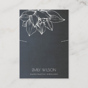 GRAY BLACK WITTE LOTUS EENVOUDIG KETTING VISITEKAARTJE