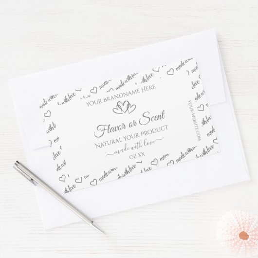 Gray Blanc Cloud produit Étiquette Coeurs mignons (Enveloppe)