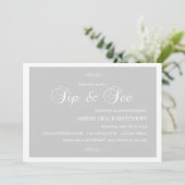Gray & Blanc Damask Sip Et Voir Invitation (Debout devant)