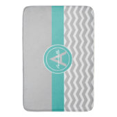 Gray Blauwgroen Chevron Badmat (Voorkant Verticaal)
