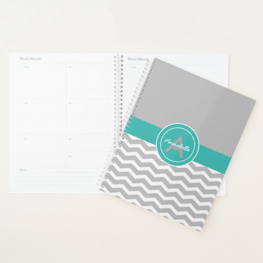 Gray Blauwgroen Chevron Planner (Display)