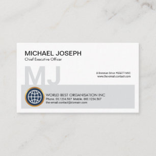 Gray Block Monogram Name Initiaal CEO Founder Visitekaartje