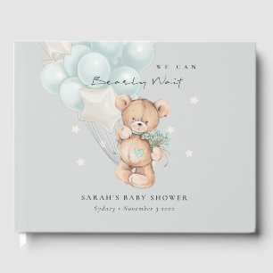 Gray Blue Barly Wait Beer Balloon Baby shower Gastenboek