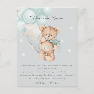 Gray Blue Beer Barly Wait Balloon Baby shower Briefkaart