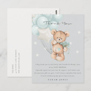 Gray Blue Beer Barly Wait Balloon Baby shower Briefkaart