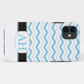 Gray & Blue Chevron Monogram iPhone 5 Hoesje (Achterkant (horizontaal))