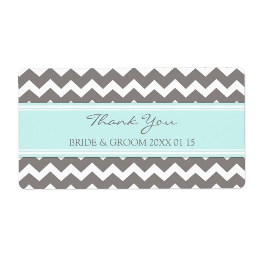 Gray Blue Chevron Wedding Labels (Voorkant)