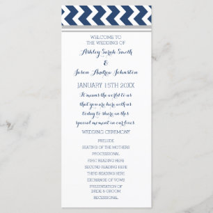 Gray Blue Chevron Wedding Programme Programma