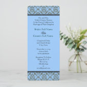 Gray Blue Damask Wedding Uitnodiging (Staand voorkant)