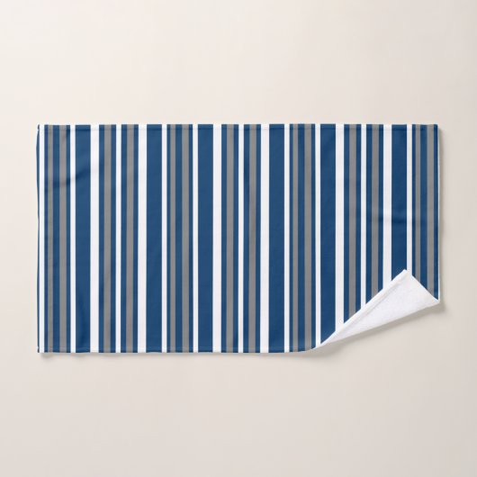 Gray Blue en White Stripes Bath Towel Set Bad Handdoek (Handdoek)