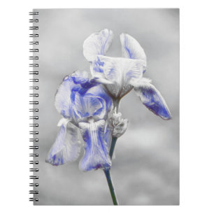 Gray Blue Iris Flower Art Journal-Notitieboek Notitieboek