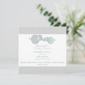 Gray & Blue Mama & Baby Elephant Shower Kaart (Staand voorkant)