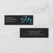 Gray Blue Monogram Fotografe Visitekaartje (Voorkant / Achterkant)