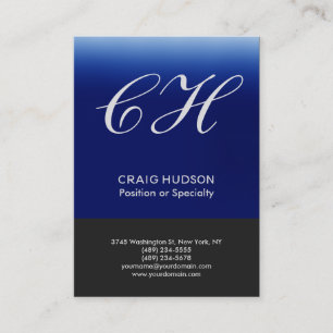 Gray Blue Monogram Professional Visitekaartje