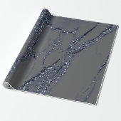 Gray Blue Navy Graphite Glitter Marble Stone Lux Cadeaupapier (Uitgerold)