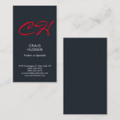 Gray Blue Red Monogram Professional Visitekaartje (Voorkant / Achterkant)