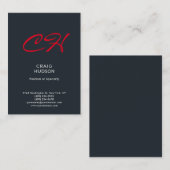 Gray Blue Red Monogram Professional Visitekaartje (Voorkant / Achterkant)