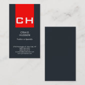 Gray Blue Red Monogram Professional Visitekaartje (Voorkant / Achterkant)