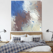 Gray Blue White Abstract Brushstrokes Canvas Afdruk (Insitu (Slaapkamer))