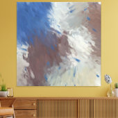Gray Blue White Abstract Brushstrokes Canvas Afdruk (Insitu (Woonkamer))