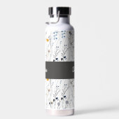 Gray Blue Wildflower Watercolor Monogram Name Waterfles (Rechts)