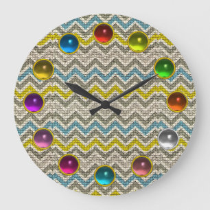 GRAY BLUE YELLOW MOSAIC CHEVRON COLORFUL GEMSTONES GROTE KLOK