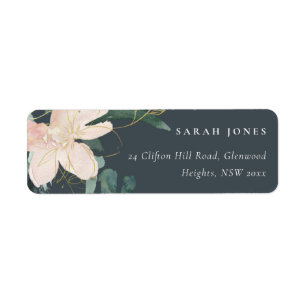 GRAY BLUSH GOLD FLORAL BUNCH WATERVERF ADRES ETIKET