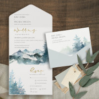 GRAY BLUSH GREEN BLUE MOUNTAINES PINE WEDDING