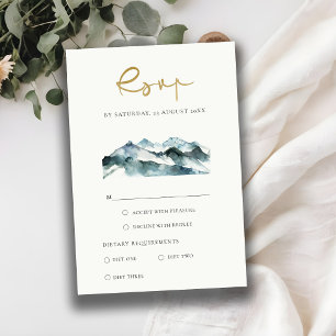 GRAY BLUSH GREEN BLUE MOUNTAINES PINE WEDDING RSVP INFORMATIEKAARTJE