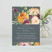 GRAY BLUSH YELLOW ORANJE FLORAL VRIJGEZELLENFEEST KAART (Staand voorkant)