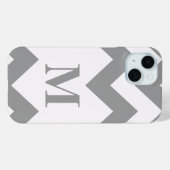 Gray Bold Chevron met monogram Case-Mate iPhone Case (Achterkant (horizontaal))
