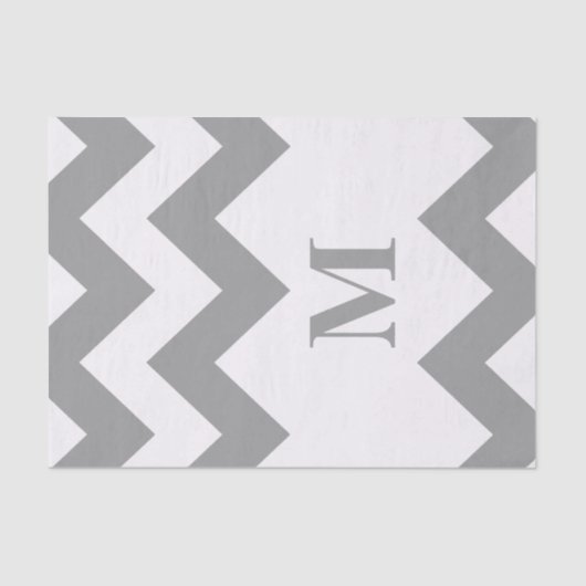 Gray Bold Chevron met monogram Tissuepapier (Voorkant)