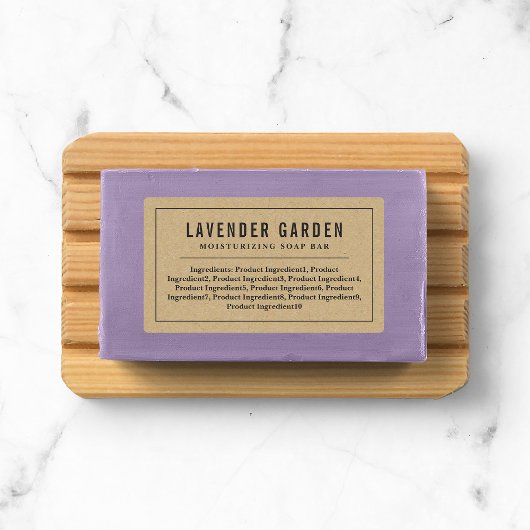 Gray Border & Line Ingredients List Kraft Labels