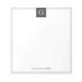 Gray Border Modern Rustic Monogram Notitieblok (Voorkant)