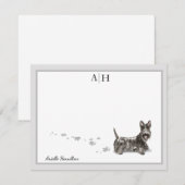 Gray Border Monogram van Scottish Terrier Personal Notitiekaartje (Voorkant / Achterkant)