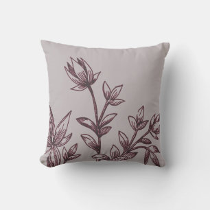 Gray & Bourgogne Botanisch Rhatany Flowers Kussen