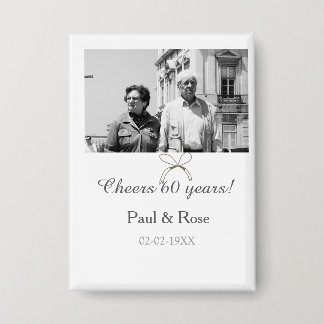 Gray bow cheers to 60 years anniversary wedding  button