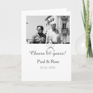 Gray bow cheers to 60 years anniversary wedding  kaart