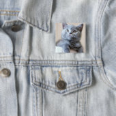 Gray British Shorthair Cat Vierkante Button 5,1 Cm (In situ)