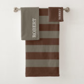  Gray &Brown Strips Pattern Custom Name (En situation)