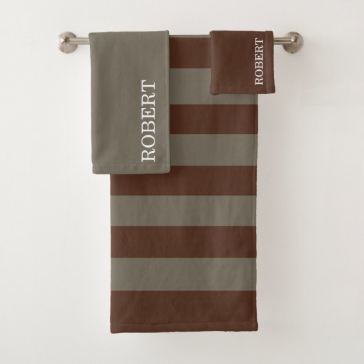 Gray &Brown Strips Pattern Custom Name (En situation)