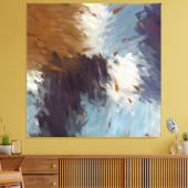 Gray Brown Taupe White Abstract Brushstrokes Canvas Afdruk (Insitu (Woonkamer))